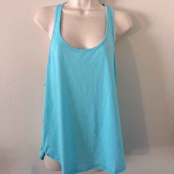 lululemon athletica Tops - lululemon Singlet Racerback Tank Top Light Blue Scalloped Edge Size 10